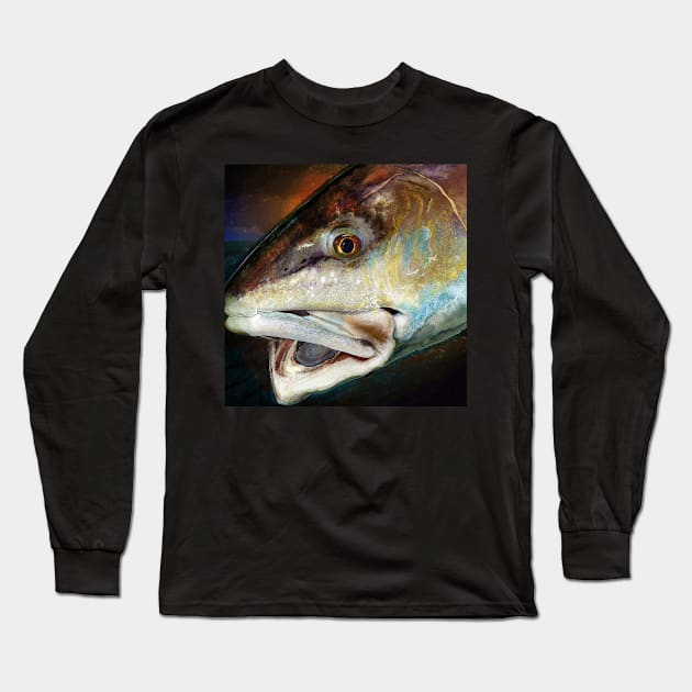 The Evening Red Drum Painting Long Sleeve T-Shirt by fishweardesigns